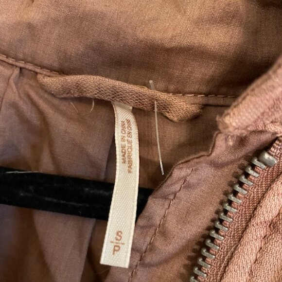 Free People Brown Double Cloth Zip-Up Utility Jacket, Size Small - Picture 6 of 10